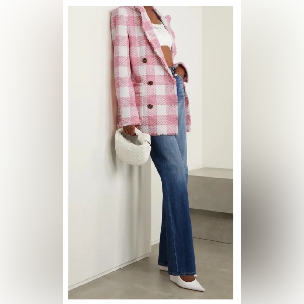 Balmain double-breasted jacket in checked bouclé fabric NWT